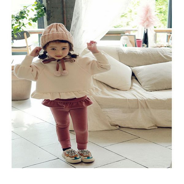 

2021 spring new teenagers girls hoodies pure colour long sleeve cute ruffles thick sweatershirt coat children clothes e583, Black