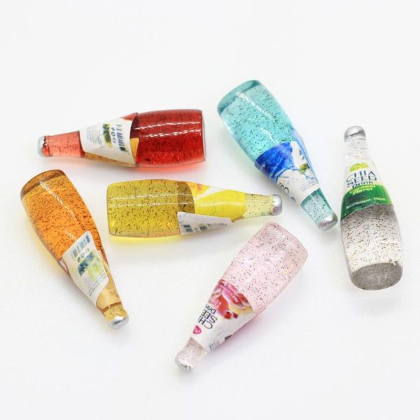 

10/50pcs3d clear glitter resin drink bottle decoration flatback cabochon embellishment for scrapbook diy accessories