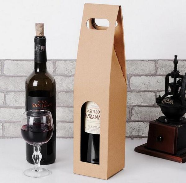 

gift wrap red wine box single bag paper portable kraft