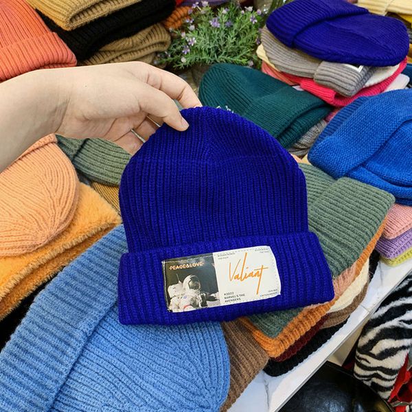 

warm south korean street cold men's cloth knitted hat, Blue;gray