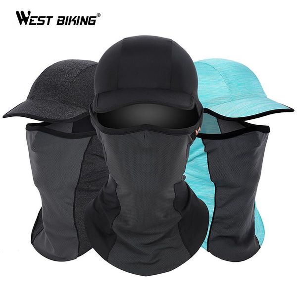 

west biking summer cycling caps anti-uv sport mask mtb bike helmet hat running riding fishing bandana motorcycle face mask cap, Black