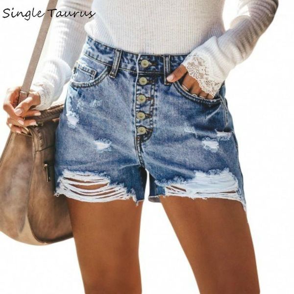 

summer popular high waist jeans shorts women streetwear button denim ripped womens clothing vintage bleached spandex shorts1, White;black