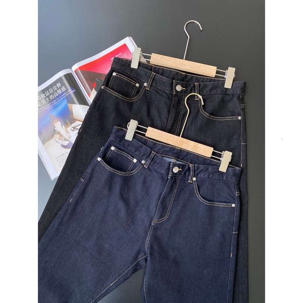 

channel cattle goods men's welfare customer thick small straight thin denim trousers autumn and winter leather pants for men ing, Black