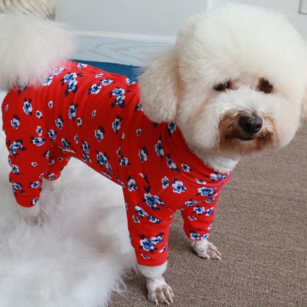 

pet dog jumpsuit thin printed overalls 100%cotton for small dogs protect belly stretchy pajamas puppy clothes chihuahua poodle1
