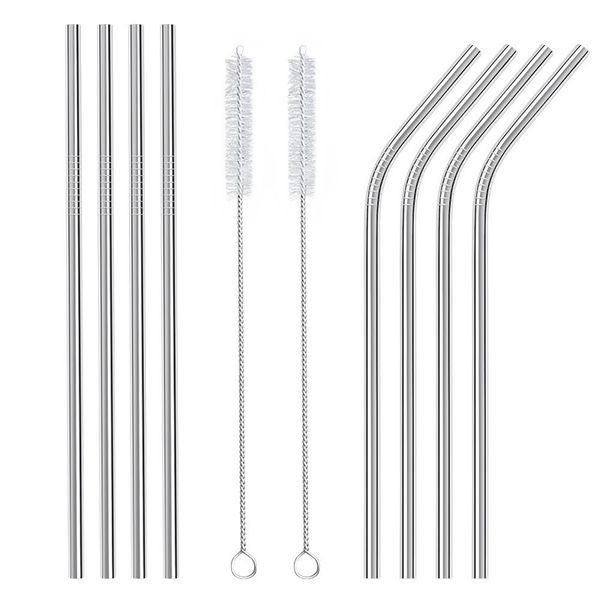 

stainless steel straw reusable straws metal drinking straw bar drinks party wine accessories straight&ampbent style dh0118 122 j2