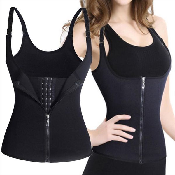 

black tank women slim fit chest support tanks zipper vest waist slimming control shapewear women tees, White