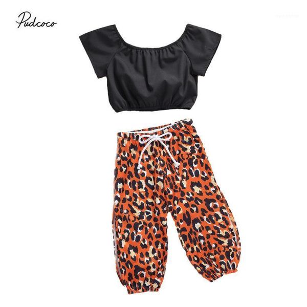 

clothing sets 2021 baby summer infant kids girls crop shirt leopard split long pants 2pcs sunsuit outfits1, White