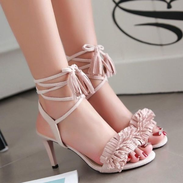 

sandals fanyuan wedding women shoes fashion high heels summer flock beach casual footwear size 33-43, Black