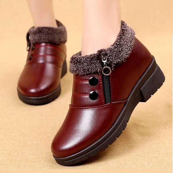 

new soft woman shoes pu leather waterproof snow boots flat casual leather shoes ankle boots outdoor non-slip sneakers women, Black