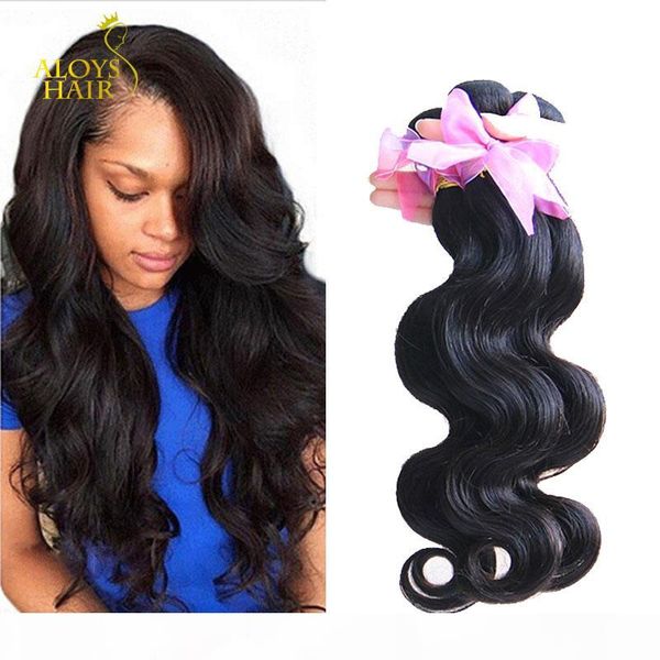 

wholesale unprocessed brazilian peruvian malaysian indian virgin human hair weave bundles body wave remy human hair extensions natural color, Black
