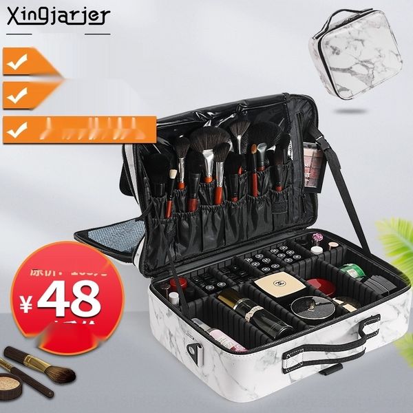 

gasef marble pu large storage waterproof portable storage gw6iv functional travel marble cosmetic capacity bag cosmetic bagmulti