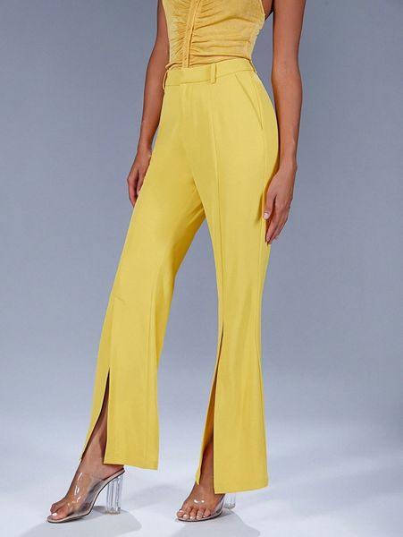 

split hem flare leg pants 33bs#, Black;white