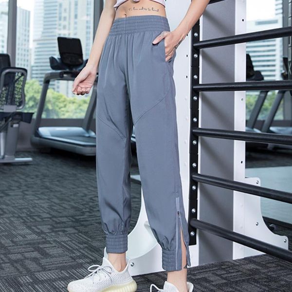 

running pants autumn slim and quick-drying sports gym zipper trousers adjustment simple women's women loose harem pants1, Black;blue