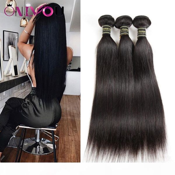 

onlyou hair 10a grade straight human hair weaves bundles brazilian peruvian indian malaysian virgin remy hair extensions vendors wholesale, Black