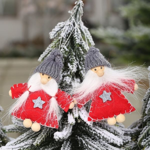 

ornaments knitted wooden doll christmas hanging pendants decorative festive season indoor party favor 2pcs wtrs
