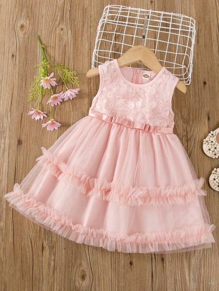 

toddler girls sequin insert mesh hem dress she, Red;yellow