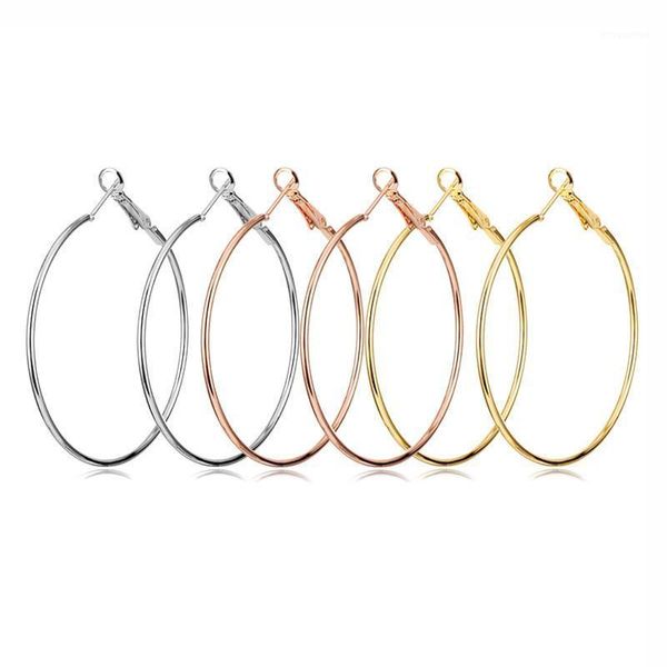 

15mm 25mm 50mm 60mm 70mm 100mm golden stainless steel circles hoop earrings for women girl wedding party accessories gift1, Golden;silver