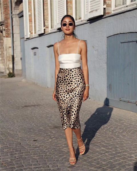 

leopard skirts 100% silk women skirts high waist1, Black