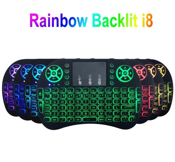 

mini i8 wireless keyboard backlight backlit 2.4g air mouse keyboard remote control touchpad rechargeable lithium battery for android tv box&