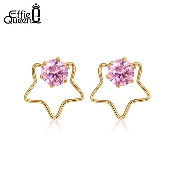 

эффи queen shining star серьги стержня для женщин розовый кристалл камень классические свадебные кольца девушки ювелирные изделия аксессуары, Golden;silver