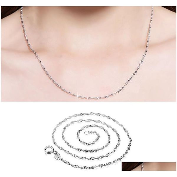 

925 sterling silver smooth water wave chains women luxury choker necklaces fashion jewelry in bulk size 16 18 20 inches elham