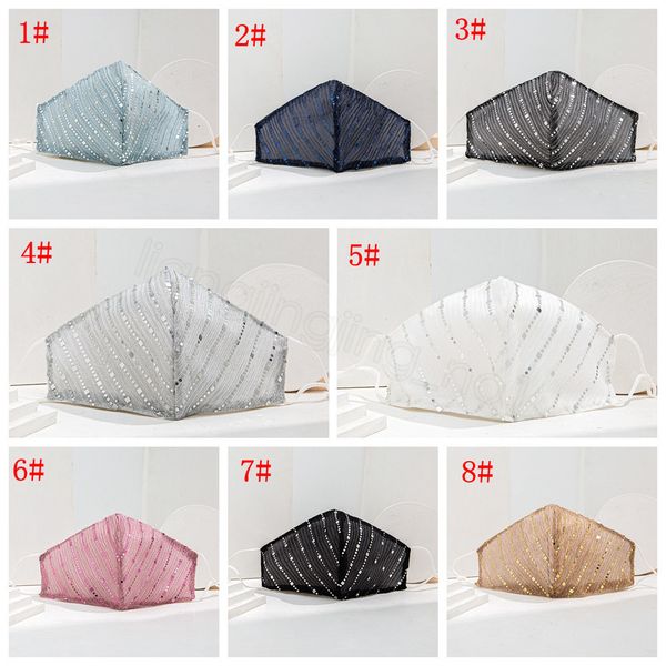 

bling mask anti-fog pm2.5 dust-proof 8styles cloth sequin mouth cover earloop 2layers face masks for ffa4185in sto