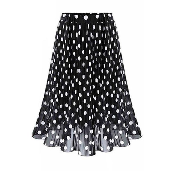 

ladies skirts black white polka dot skirt women summer elastic waist jupe tulle femme big size 5xl lady elegant chiffon skirt