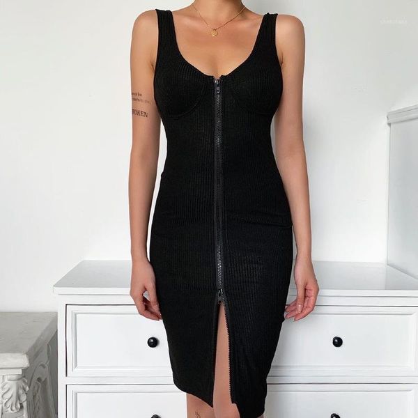 

casual dresses whzhm black sleeveless summer women zippers skinny party club arrival dress feminina1, Black;gray