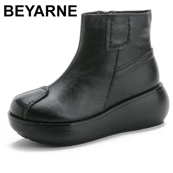 

beyarne 2020ankle boots for women short boots side zipper booties ladies flat heels platform shoes botte zapatos botines mujer, Black