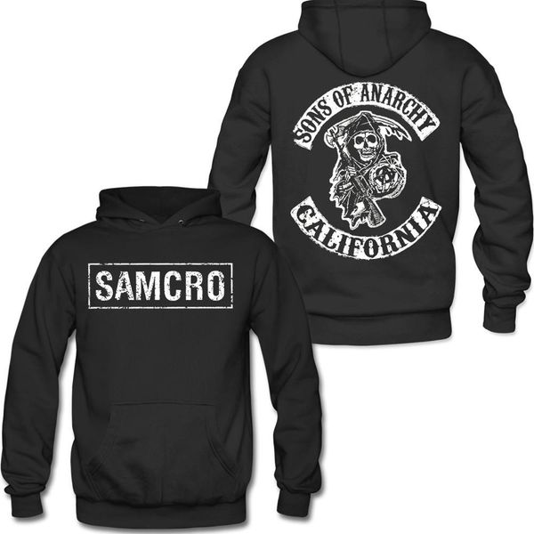 

sons of anarchy samcro double sided pull- over hoodie sweatshirt c0929, Black