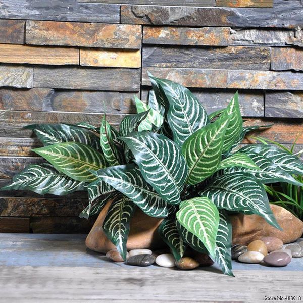 

decorative flowers & wreaths 10 heads zebra leaf artificial plants fake fern tree plant for home garden decorations1
