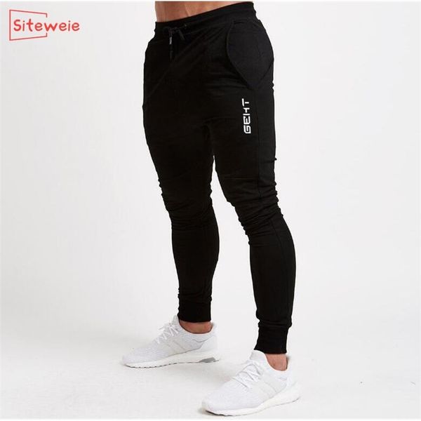 

siteweie joggers sport running pants fitness mens cotton men sportswear tracksuit bottoms skinny sweatpants gyms trousers g247 201113, Black