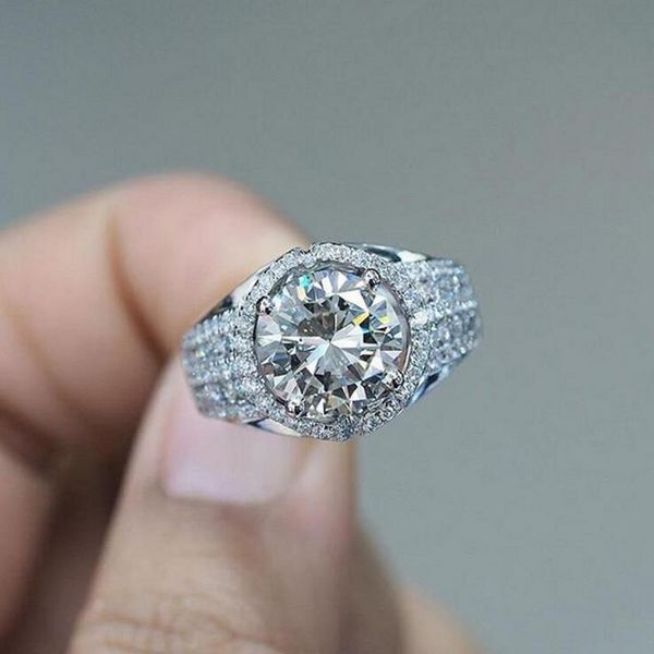 

Drop Shipping Wholesale Fashion Jewelry 925 Sterling Silver Round Cut White Topaz CZ Diamond Eternity Women Wedding Engagement Band Ring