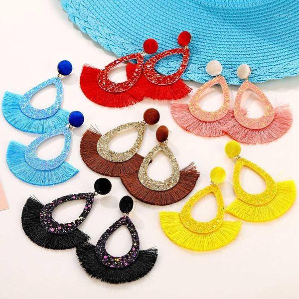 

kinfolk earrings for women unusual drop earrings for boho tassel dangle women brincos female fashion jewelry 20201, Silver