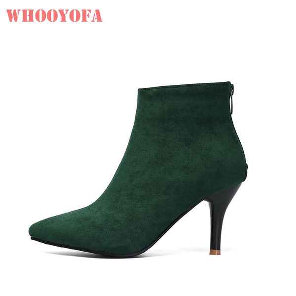 

winter brand new elegant green brown women ankle dress boots high heels lady shoes wa191 plus big small size 30 10 45 48 y1221, Black