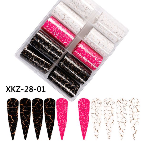 

10 rolls nail foils marble mermaid leopard stickers colorful transfer foil wraps adhesive decals paper nails decoration, Black