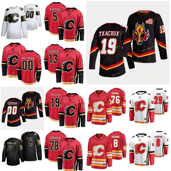 

calgary flames 2021 reverse retro jersey parsons tyler rinaldo zac rittich david robinson buddy ryan derek simon dominik custom stitched, Black;red