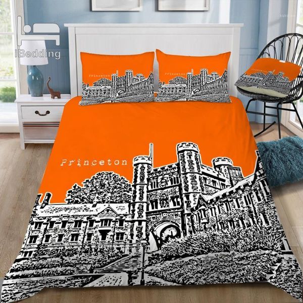 

princeton university orange 3d bedding set printed duvet cover set  king twin size1