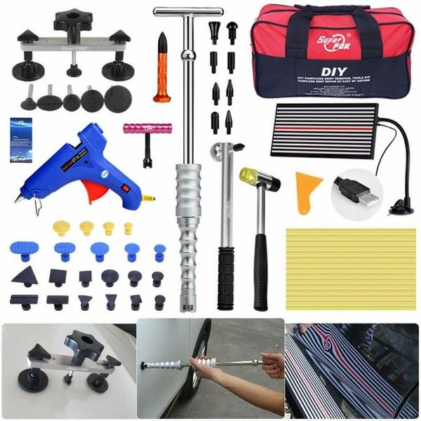 

pdr tools car dent repair kit glue puller set paintless hail dent remover slide hammer tabs glue gun hand set diy repair tools