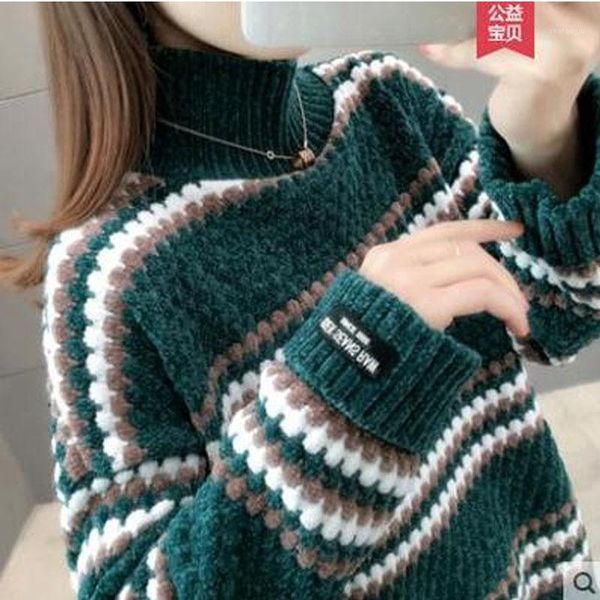 

autumn 2020 winter women knitted pullovers turtleneck ladies sweaters thick loose mori girl style  brand warm tee1, White;black