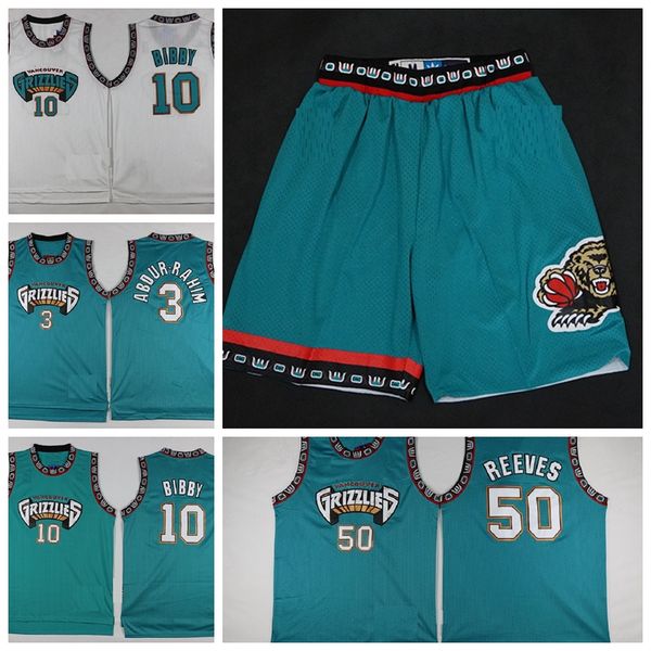 

mens shareef abdur rahim mike 10 bibby bryant 50 reeves jersey shorts just don vancouver grizzlies hardwoods classic basketball 01, Black;red
