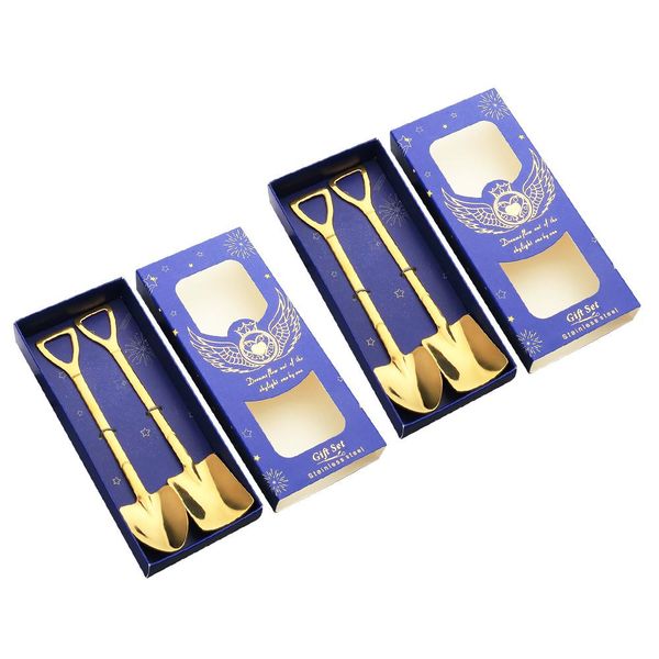 

2 box christmas gift spoon stainless steel coffee spoon shovel kids ice spoon christmas tableware new year gift h wmtwzr