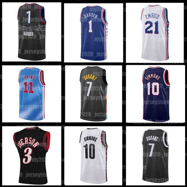 Brooklyn Nets Irving Jerseys 7 Kevin Atlanta Hawks Durant Kyrie Trae 11 Junge Dekre 12 Jäger Spud 4 Webb 72 Biggie männer schwarz 2021 New Basketball