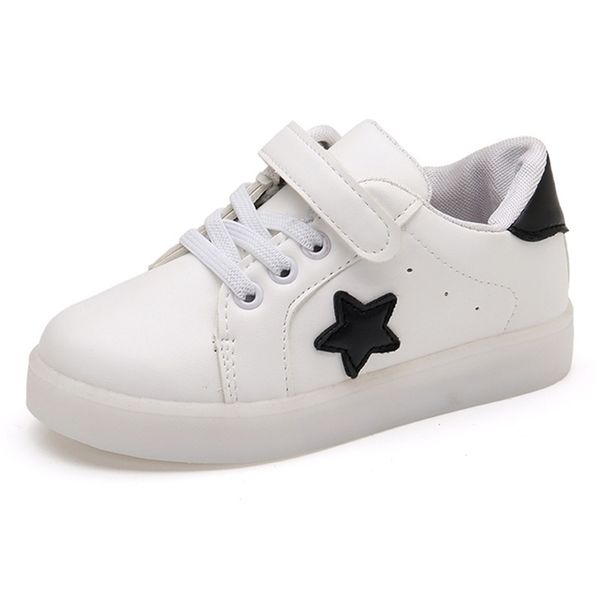 

new kids glowing for girls boys luminous shoes light up sneakers tenis led infantil soft fashion star shiny sports y201028, Black
