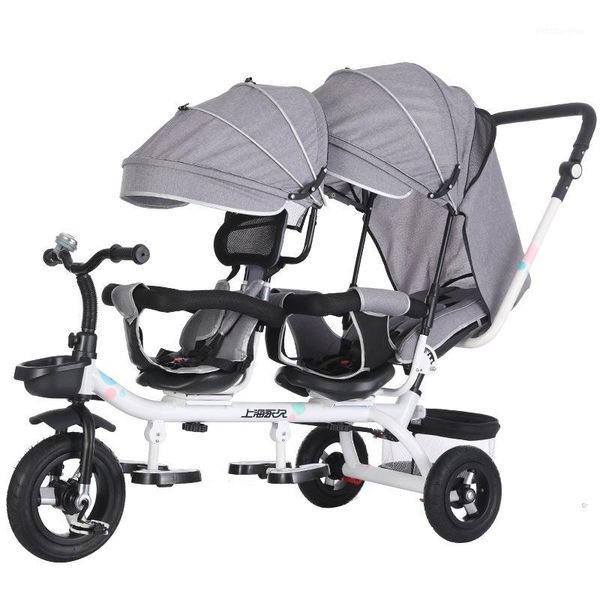 

strollers# double twin rotatable tricycle baby strollers universal travel pram children seat crriage kids push trike1