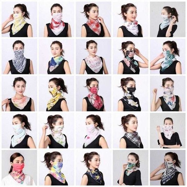 

handkerchief half chiffon windproof silk women outdoor face dust-proof sunshade scarf dust mask party masks t2i5 kcka#