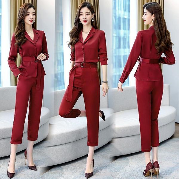 

goddess blazer and pants set for women 2 piece set jacket women suits with pants conbinaison femme two piece outfits1, White