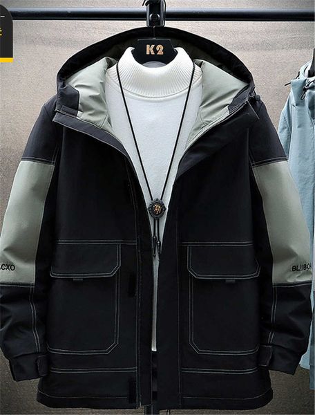 

2020 winter new european and american down jacket men's thickened national tide loose warm hooded middle-aged men's tooling jacket, Black