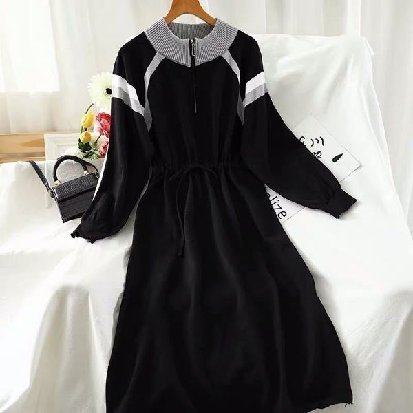 

a9184- dress autumn and winter new slim skirt 201027, Black;gray