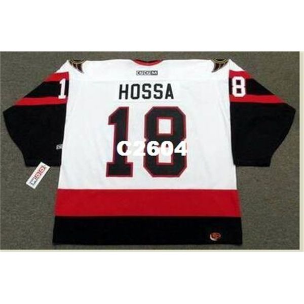 

mens #18 marian hossa ottawa senators 2002 ccm retro hockey jersey or custom any name or number retro jersey, Black